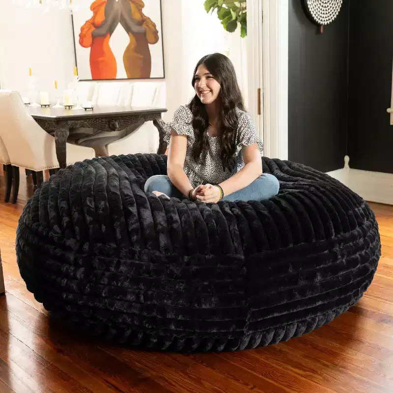6-Foot Large Bean Bag Chair for Adults, Premium Luxe Faux Fur