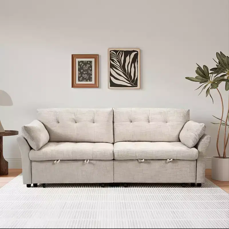 89.8 in Wide Straight Arm Fabric Rectangle Reclining Sectional Sofa
