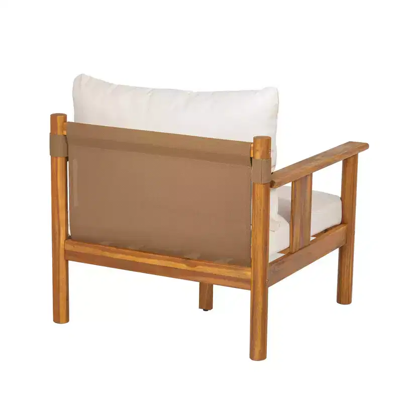 Christopher Knight Home Chalida Modern Acacia Wood Patio Club Chair with Cushion