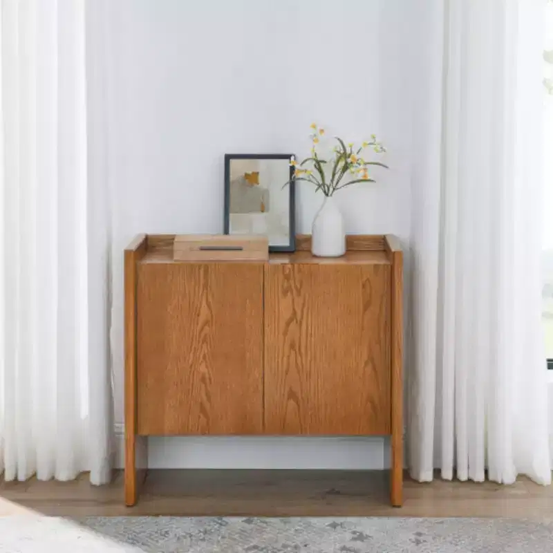 Mdf Walnut Sideboard, Dining Cabinet With Storage, Country Style Storage Cabinet, Suitable For Entry, Hallway, Living Room, Kitchen, Dining Room