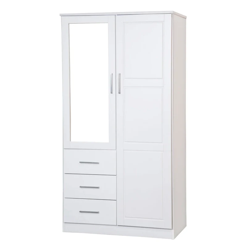 100% Solid Wood  Wardrobe Armoire with Solid Wood or Mirrored Doors