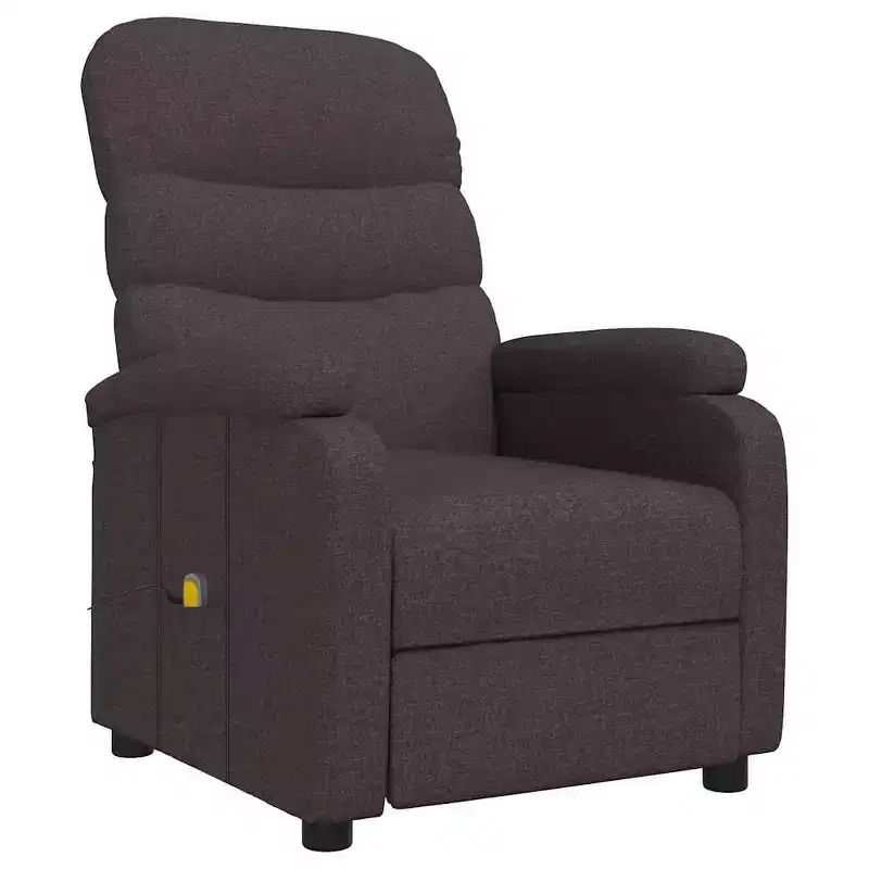 Dark Brown Fabric Massage Recliner with 6-Point Vibration, USB & Hand Control, 2-Year Warranty
