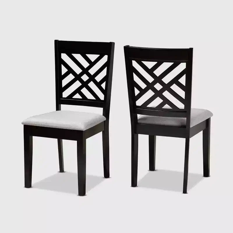 2pc Caron Upholstered Wood Dining Chair Set - Baxton Studio