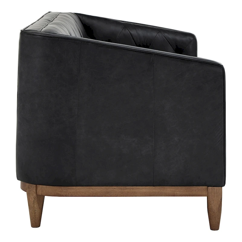 Tullio Black Leather Button Tufted Loveseat by iNSPIRE Q Modern - Sofa