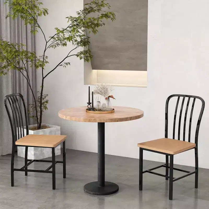 High Back Dining Chairs Set of 2 with Metal Frame & Footrests, Navy, Kitchen & Dining Room Chairs