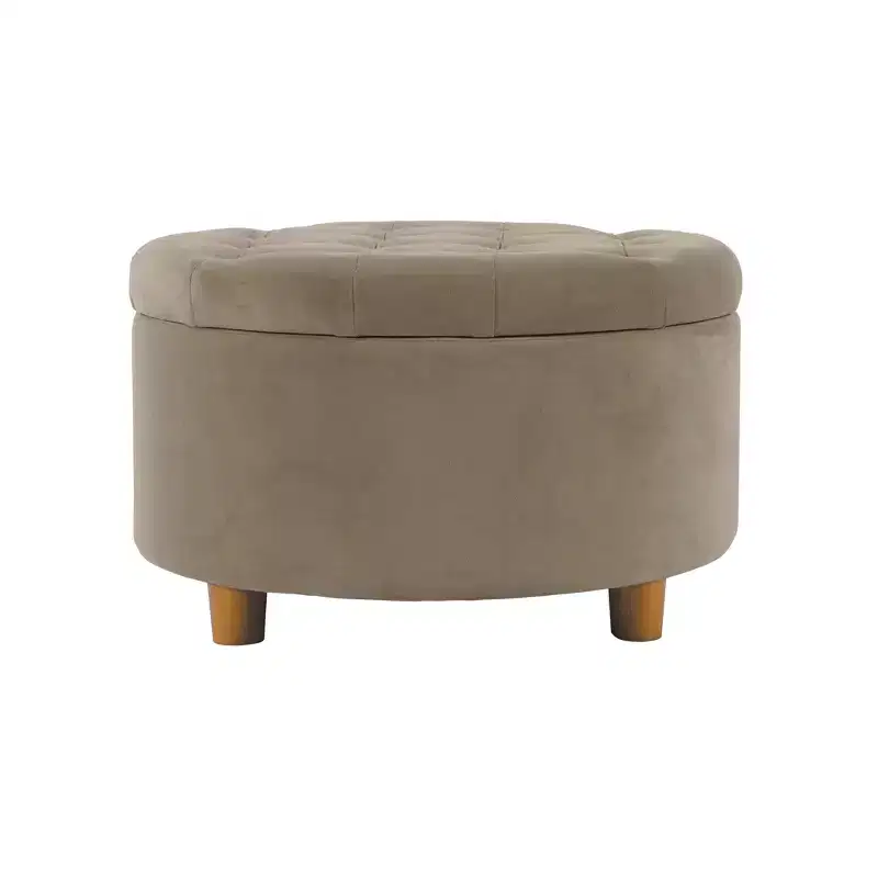 Tufted Round Storage Ottoman Velvet - HomePop