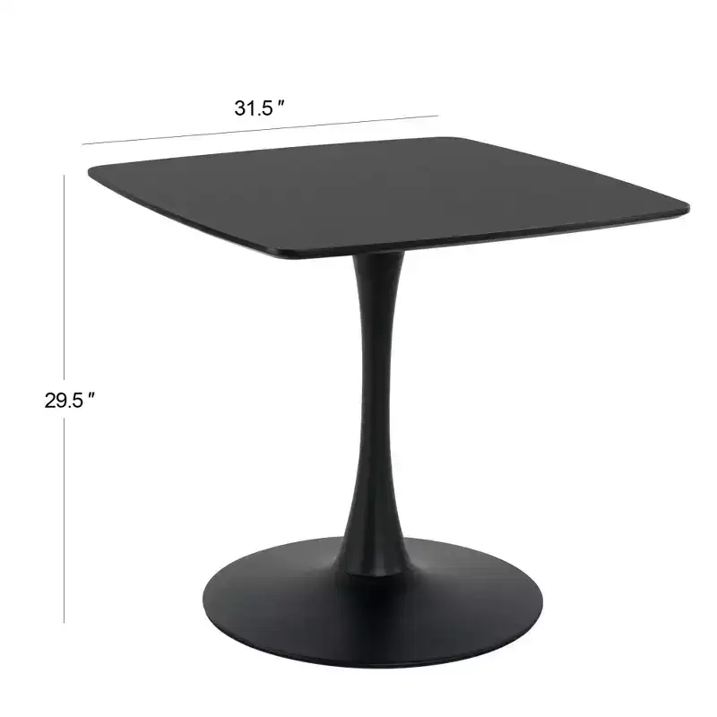 Mid Century Modern Dining Table, 31.5 in Modern Base Pedestal Table for Small Spaces Coffee Table for Dining Room, Kitchen-Black Small