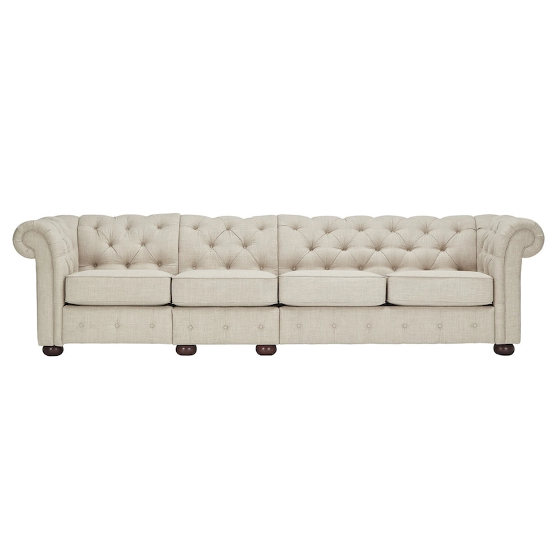 Knightsbridge Beige Linen Tufted Chesterfield Modular Sofa by iNSPIRE Q Artisan