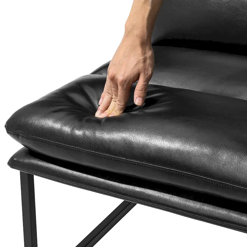 Glitzhome Set of 2 30.25H Modern Ergonomic PU Accent Armless Chair