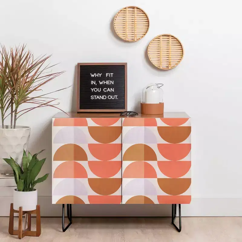ThirtyOne Illustrations Plum and Tangerine Credenza - Deny Designs