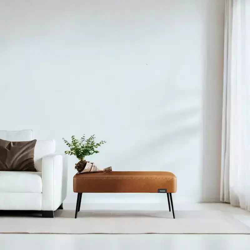 VASAGLE EKHO Collection - Bench for Entryway Bedroom, Synthetic Leather with Stitching, Ottoman Bench with Steel Legs