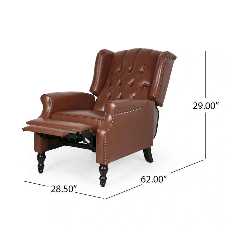 Walter Classic Tufted Bonded Leather Recliner Set (2-Piece) with Nailhead Trim by Christopher Knight Home