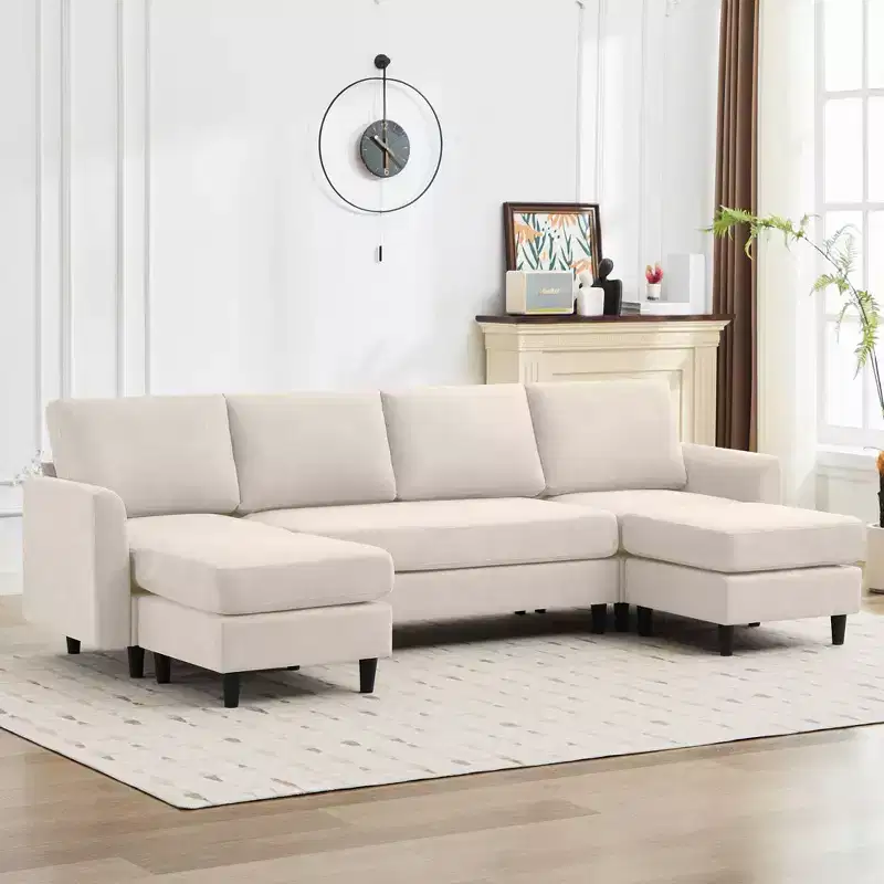 U-Shaped Sectional Sofa With 2 Ottomans, Large 6 Seater sofa for Living Room, Office, Spacious Space