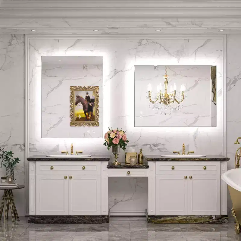 Keonjinn LED Backlit Bathroom Vanity Wall Mirror, 3 Color Temperatures Dimmable, Anti-Fog