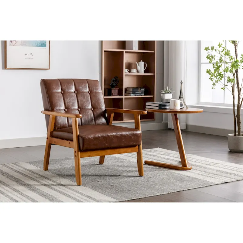 Upholstered Accent Arm Chair with Wood Frame