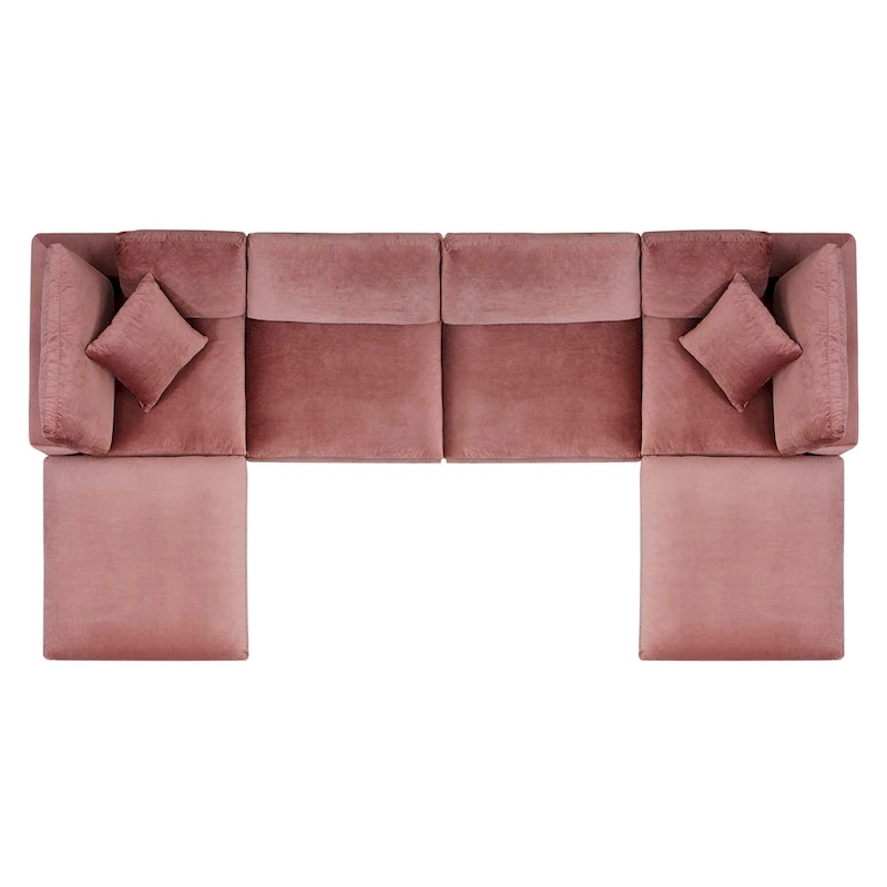 Commix Down Filled Overstuffed Velvet 6-Piece Sectional Sofa