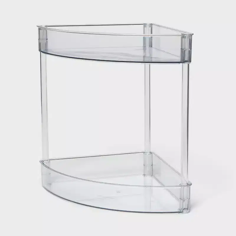 2-Tier Clear Corner Shelf for Bathroom and Vanity