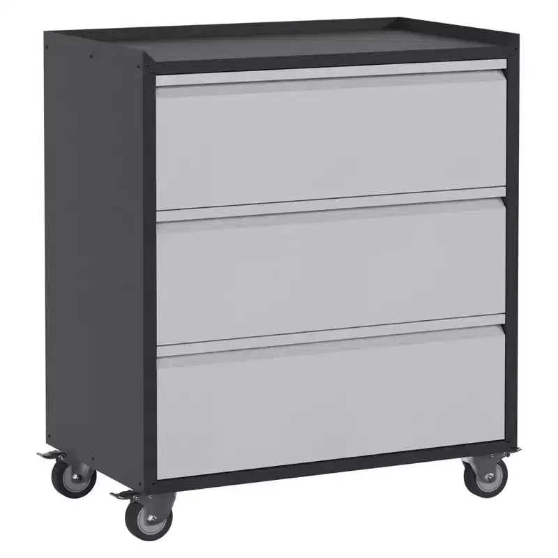 AOBABO Lockable Steel File Storage Organizer Cabinet with Adjustable Shelves and Wheels for Home, School, Office, and Garage Organization, Black