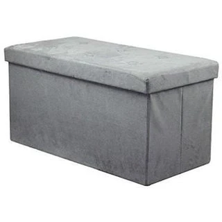 Storage Bench Chest Contemporary Faux Suede (Small Suede, Grey)