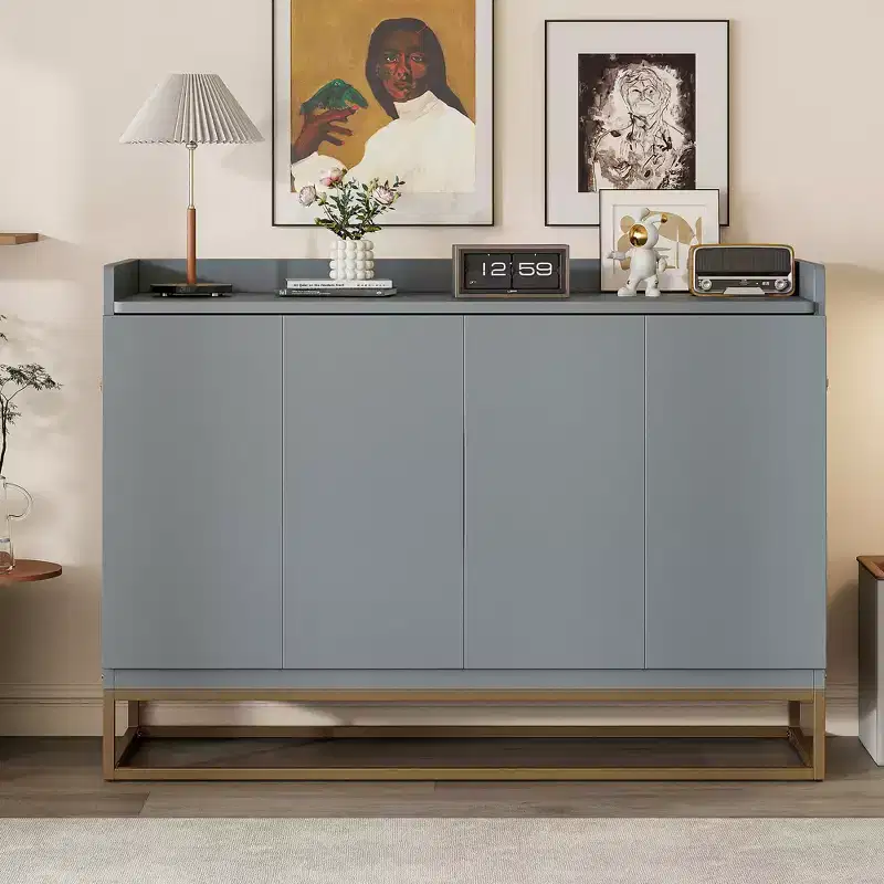 Whisen Modern Design Queen Size Murphy Bed, Folded into a Cabinet with Iron Legs
