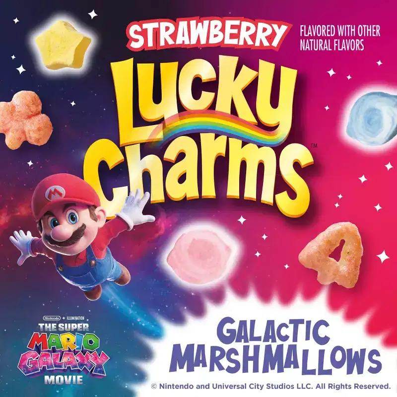 Lucky Charms Mario Family Size Breakfast Cereal - 18.6oz