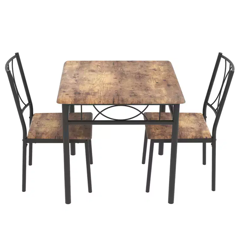 Dining Table Set for 2, Square Table and Chairs Set, 3 Piece Kitchen Table Set of 2 with Upholstered Chairs, for Small Spaces, Apartment
