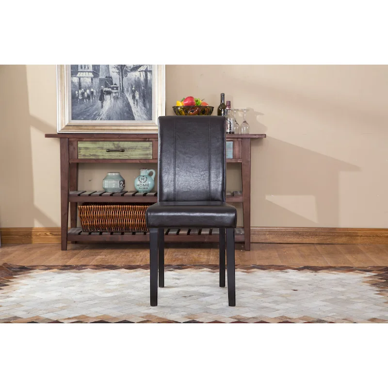 Roundhill Furniture Urban-Style Solid Wood Leatherette Small Padded Parson Chairs (Set of 2)
