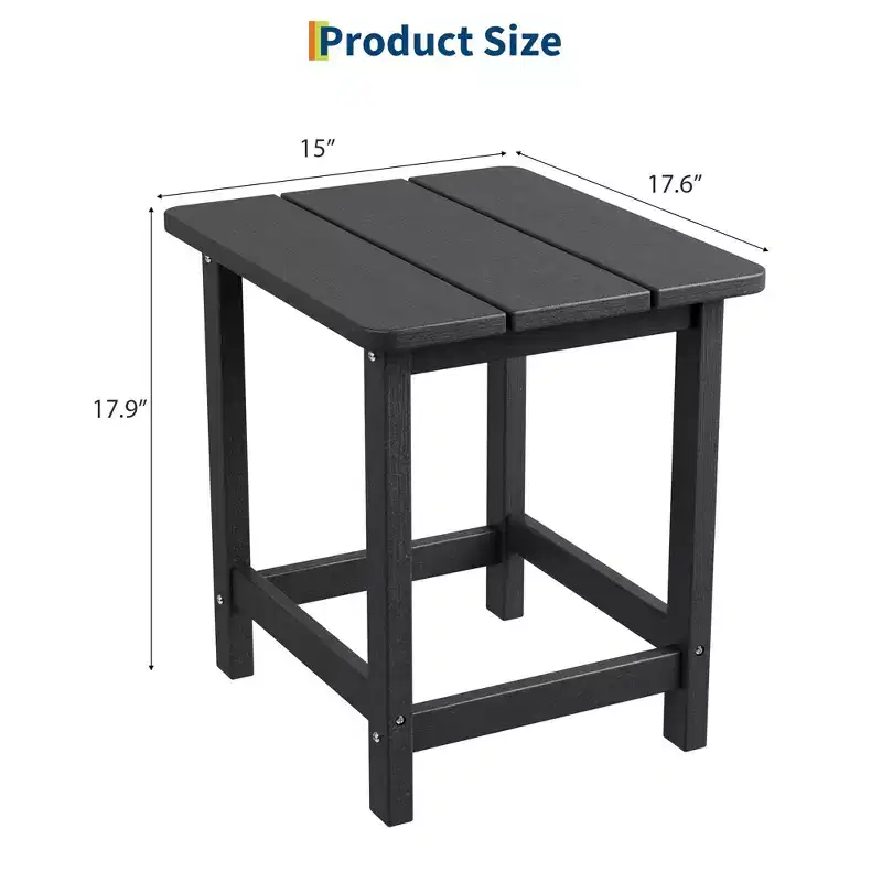 Square HDPE Outdoor Side Table  Durable Adirondack Patio End Table for Beach/Porch, Weather-Resistant & Easy to Assemble