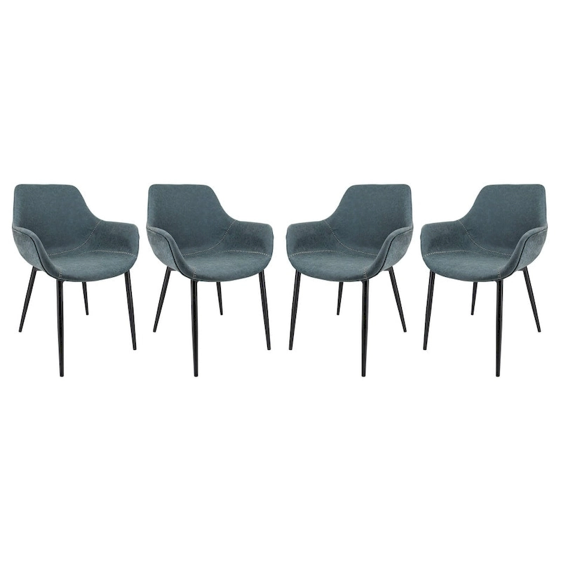 Markley Leather Dining Chair with Iron Legs Set of 4 Modern Accent Armchair