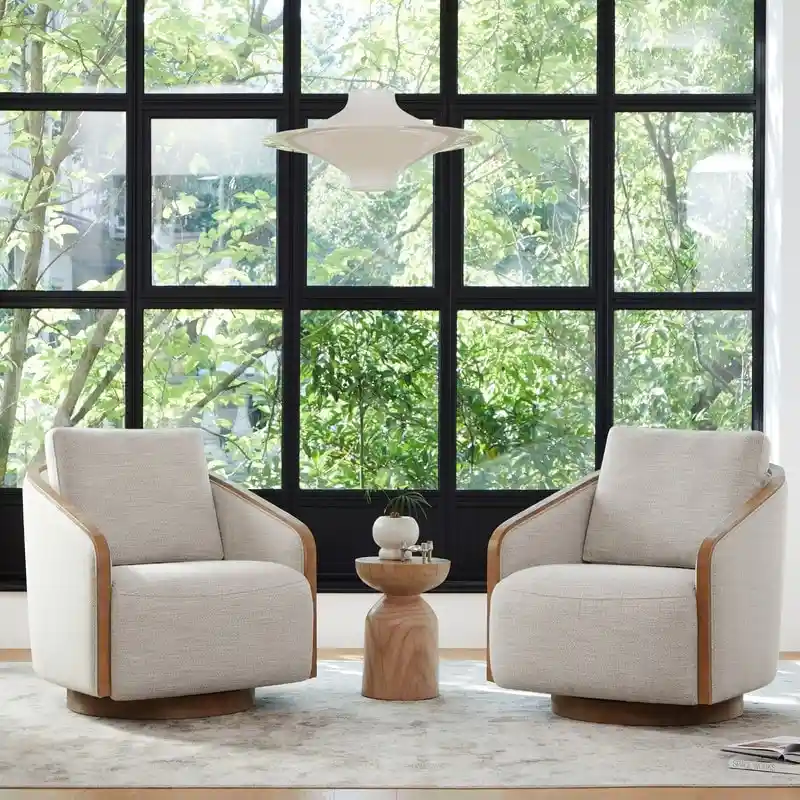 Skyler Modern Upholstered Living Room Swivel Bucket Accent Chair