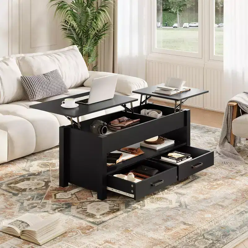 Wood Coffee Table - Adjustable Coffee Table, Height Adjustable Coffee Table, Modern Coffee Table, Stylish Coffee Table