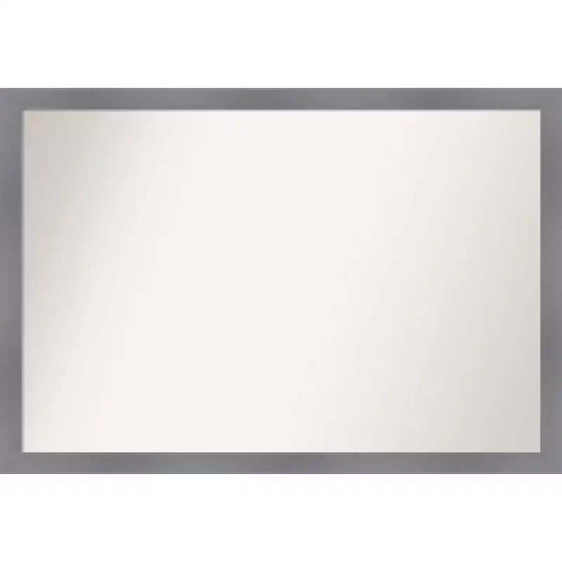 39"x27" Non-Beveled Edwin Wood Bathroom Wall Mirror Gray - Amanti Art: Modern Rectangle, Wall Mount