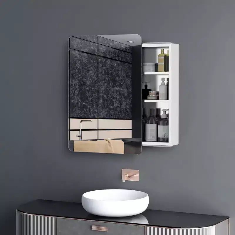 kleankin 18'' x 26'' Wall Mount Bathroom Medicine Cabinet Mirror Sliding Door with 3-Tier Storage Shelf, Stainless Steel, for Living Room Bedroom