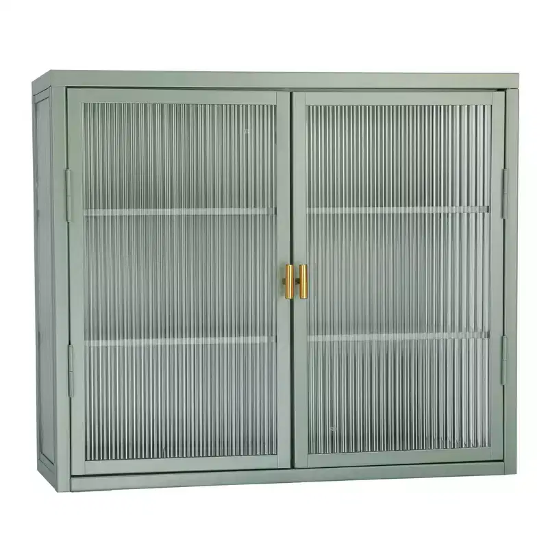 Double Glass Door Wall Cabinet Storage Cabinets with Enough Storage Space, Doors Detachable Shelves Wall Cabinet Practical Tool Storage Chest