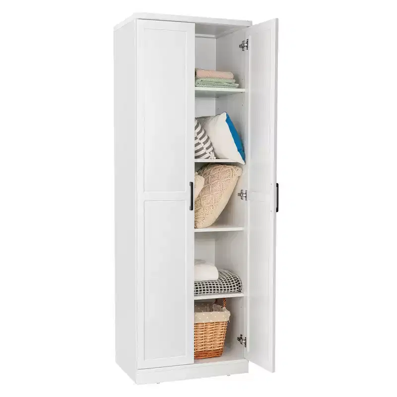 Costway 70'' Storage Cabinet Freestanding Pantry Cabinet w/2 Doors & 5 Shelves White