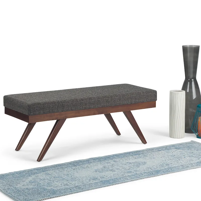 WYNDENHALL Nadine 48 inch Wide Mid Century Modern Rectangle Ottoman Bench