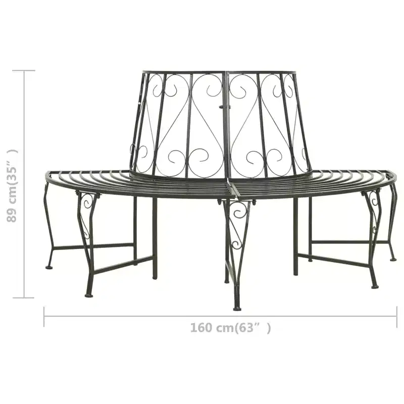 Tree Bench Silver grey Steel Half-round Seats Many Tree Bench