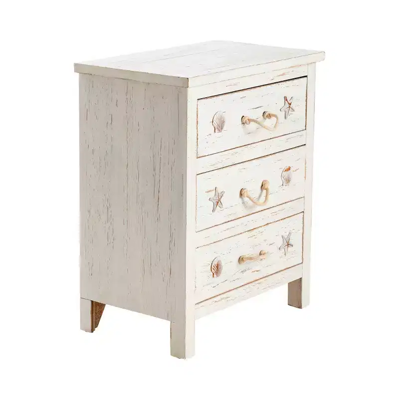 Crestview Collection White Solid Wood 3 Drawer Accent Chest