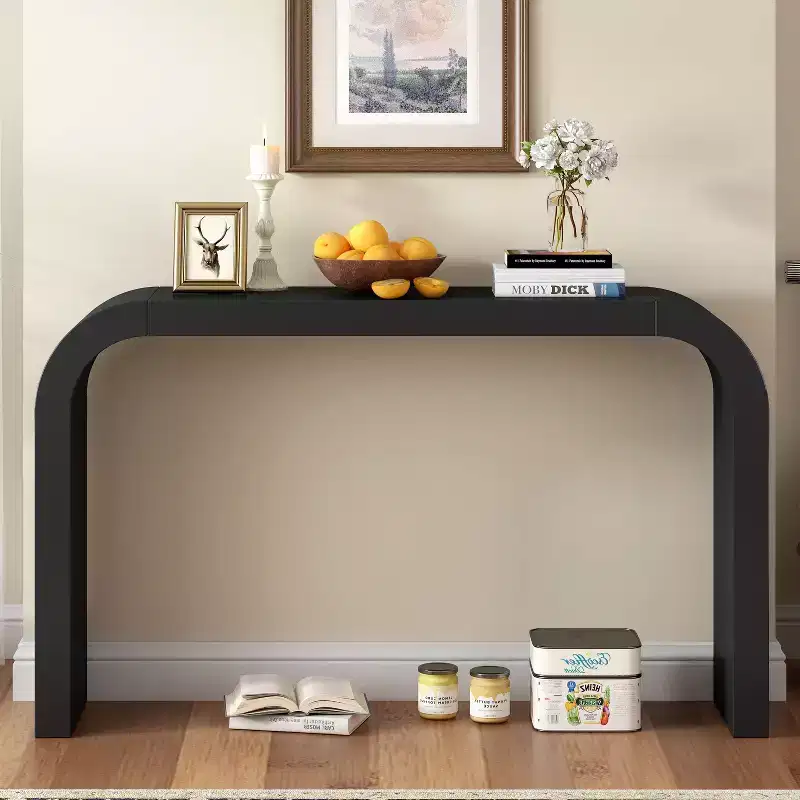 Okak Minimalist Console Table with Arched Corner, Entryway Table with Thick Tabletop and Legs, Accent Table for Entryway, Living Room
