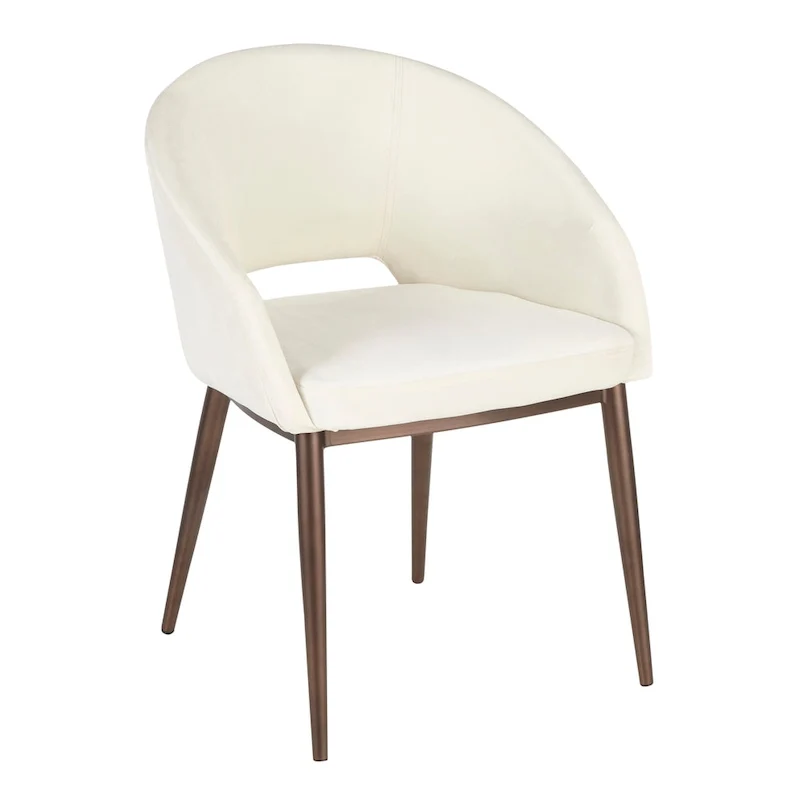 Upholstered Dining Chair with Copper Metal Legs