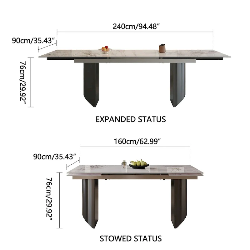 9-Piece Extendable Dining Table Set with 8 Upholstered Chairs