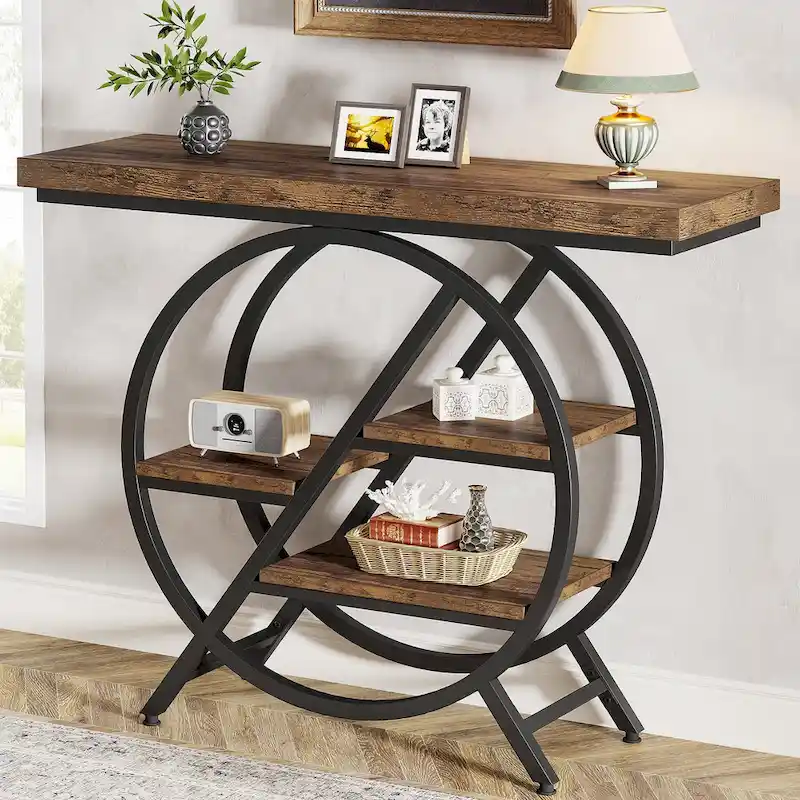 39.4-Inch Console Table, 4- Tier Industrial Entryway Table
