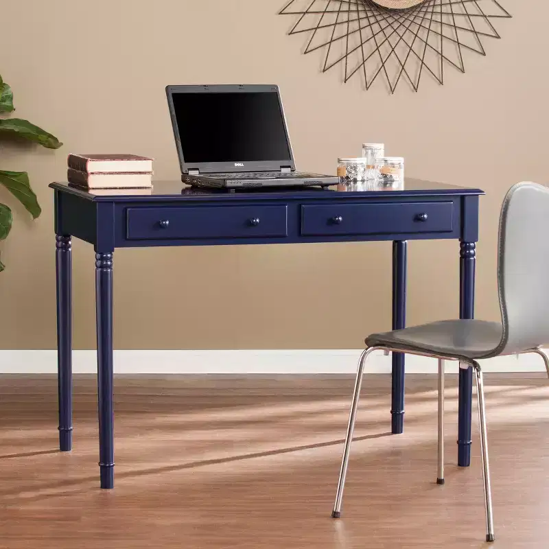 Janice Farmhouse 2-Drawer Writing Desk - Blue - SEI