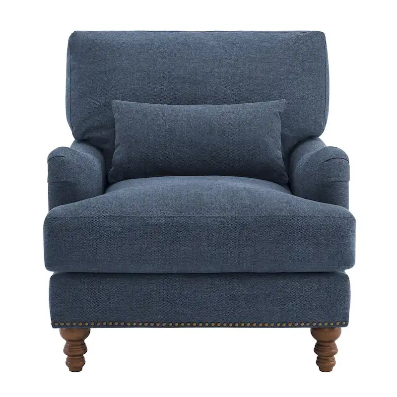 Modern Accent Chair Upholstered Solid Wood Frame with Lumbar Pillow Living Room Armchair