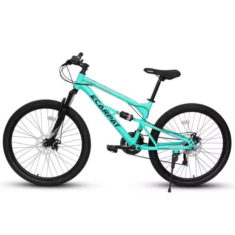 Okak 26IN Mountain Bike with Front and Rear Shock Absorber, 21-Speed Adult Bike with Steel Frame, Mens Bike for Teens and Adults, Blue