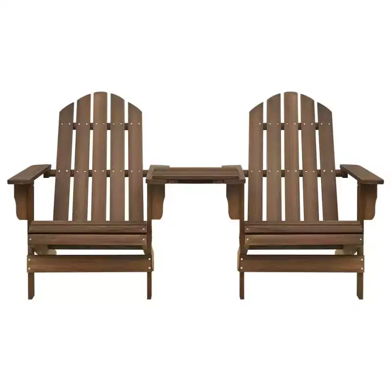 vidaXL Adirondack Chairs Patio Adirondack Chair with Tea Table Solid Wood Fir