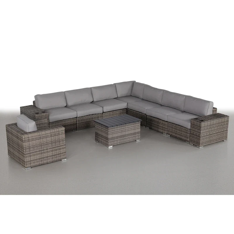 LSI Wicker 7 - Person Seating Group with Cushions