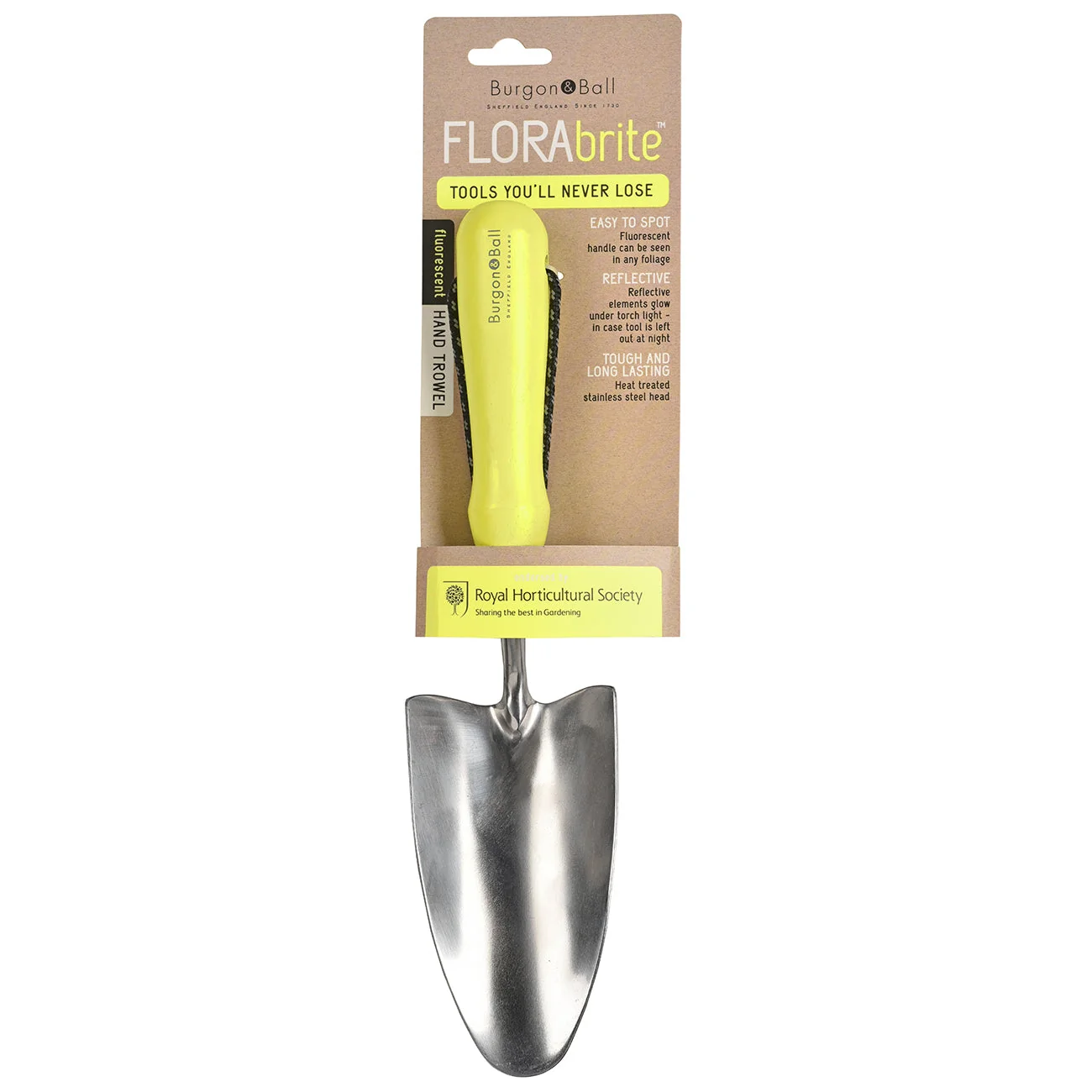 Yellow Stainless Steel Hand Trowel with Ergonomic Wooden Handle for Garden Planting