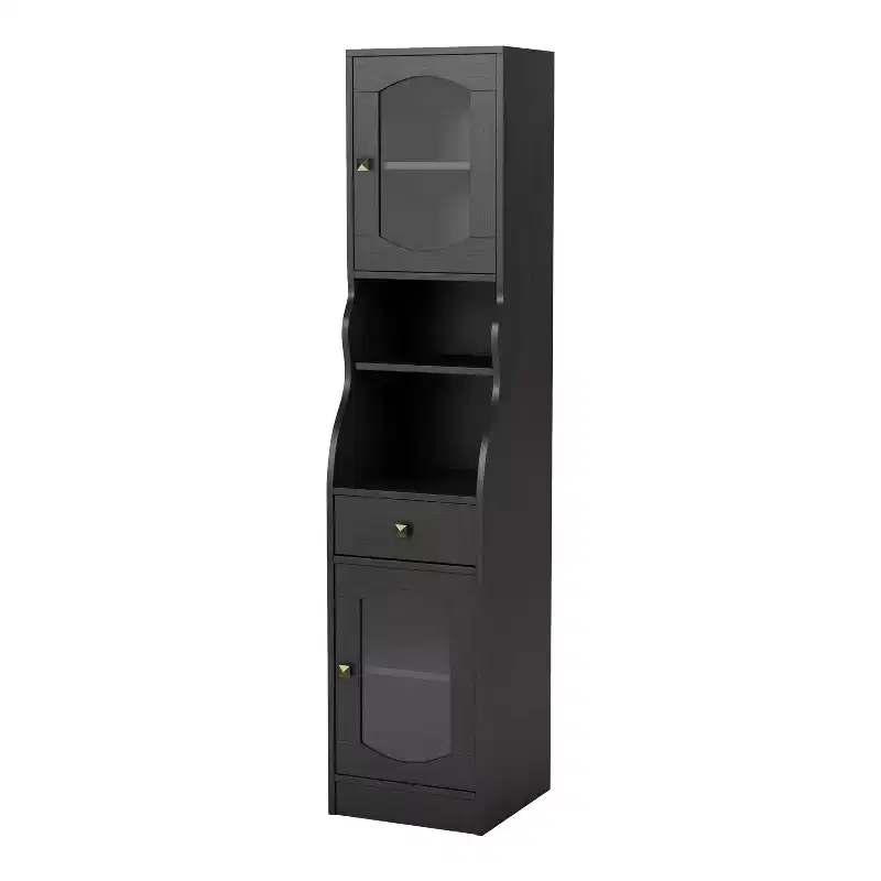 24/7 Shop At Home Jenny 70.8" Pier Cabinet with Drawer Espresso: Transitional Style Media Storage, Adjustable Shelves