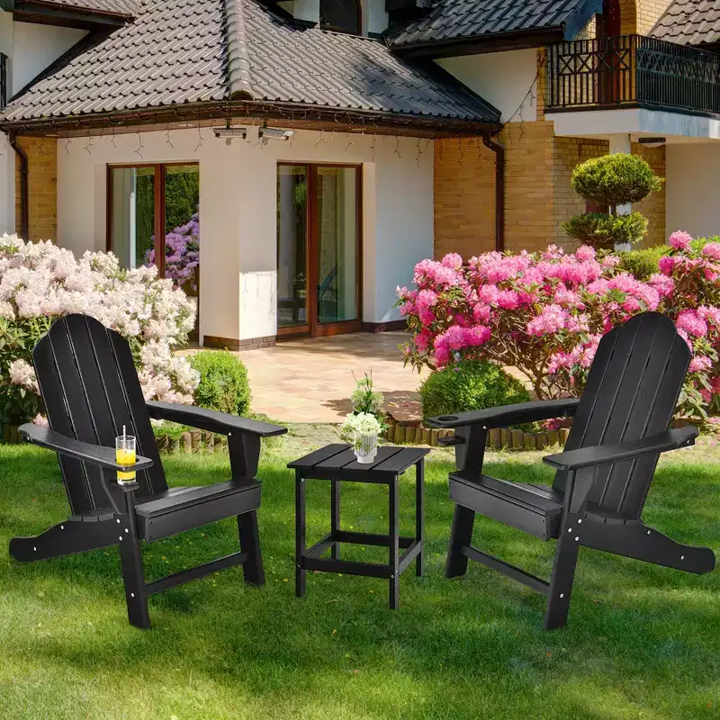 Costway 2PCS Patio Adirondack Chair Weather Resistant Garden Deck W/Cup Holder White\Black\Grey\Turquoise\Navy\Red